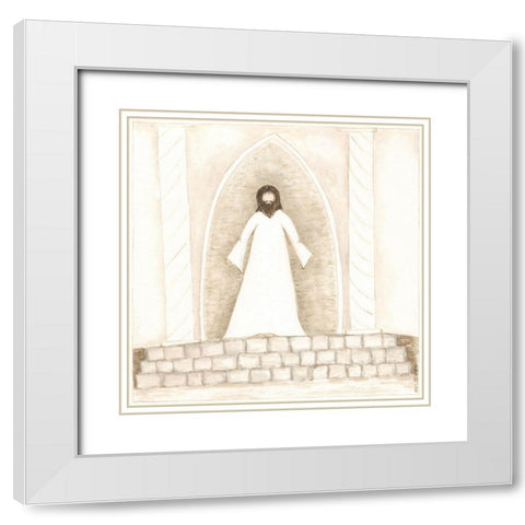 Jesus Teaches at Temple White Modern Wood Framed Art Print with Double Matting by Shamp, Cindy