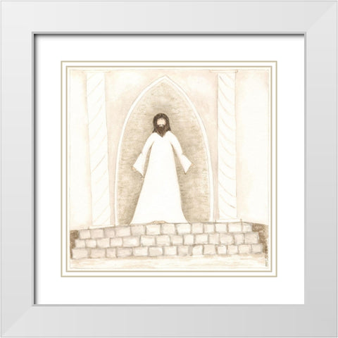 Jesus Teaches at Temple White Modern Wood Framed Art Print with Double Matting by Shamp, Cindy