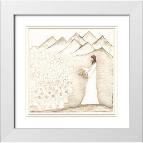 Jesus Feeds Five Thousand White Modern Wood Framed Art Print with Double Matting by Shamp, Cindy