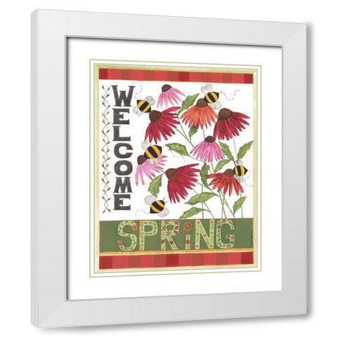 Welcome Spring White Modern Wood Framed Art Print with Double Matting by Shamp, Cindy