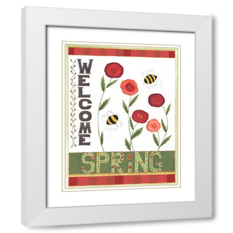 Welcome Spring II White Modern Wood Framed Art Print with Double Matting by Shamp, Cindy