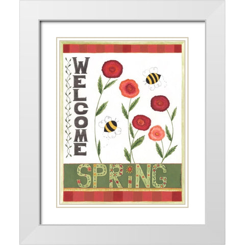 Welcome Spring II White Modern Wood Framed Art Print with Double Matting by Shamp, Cindy