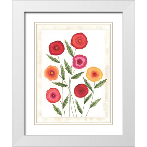 Bright Poppies I White Modern Wood Framed Art Print with Double Matting by Shamp, Cindy