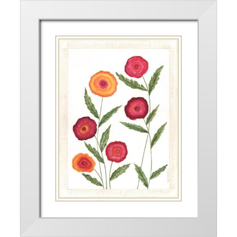 Bright Poppies II White Modern Wood Framed Art Print with Double Matting by Shamp, Cindy