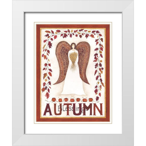 Autumn Blessings White Modern Wood Framed Art Print with Double Matting by Shamp, Cindy