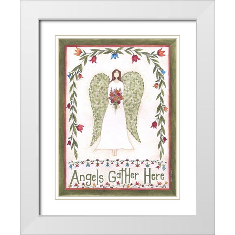 Angels Gather White Modern Wood Framed Art Print with Double Matting by Shamp, Cindy