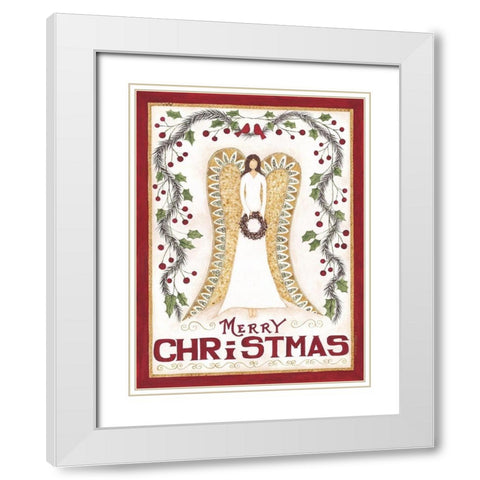 Christmas Angel White Modern Wood Framed Art Print with Double Matting by Shamp, Cindy