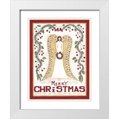 Christmas Angel White Modern Wood Framed Art Print with Double Matting by Shamp, Cindy