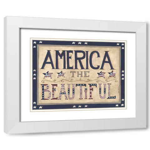 America the Beautiful White Modern Wood Framed Art Print with Double Matting by Shamp, Cindy