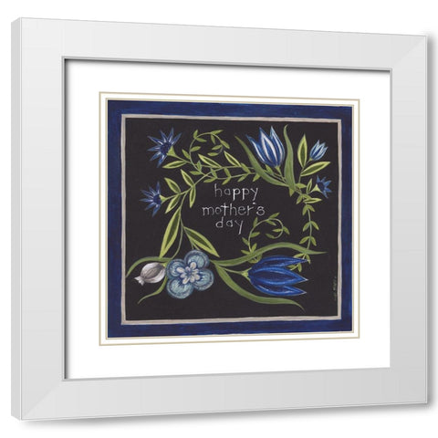 Blue Flowers II White Modern Wood Framed Art Print with Double Matting by Shamp, Cindy