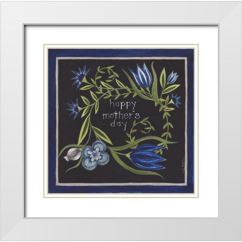 Blue Flowers II White Modern Wood Framed Art Print with Double Matting by Shamp, Cindy