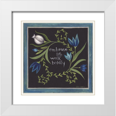 Blue Flowers III White Modern Wood Framed Art Print with Double Matting by Shamp, Cindy
