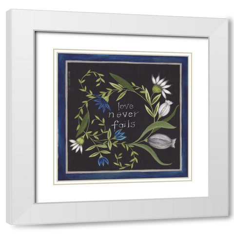 Blue Flowers IV White Modern Wood Framed Art Print with Double Matting by Shamp, Cindy