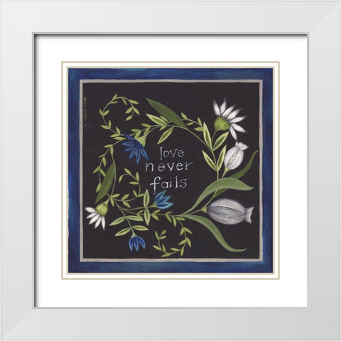 Blue Flowers IV White Modern Wood Framed Art Print with Double Matting by Shamp, Cindy