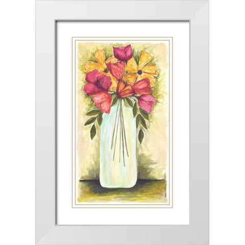 Abstract Flower I White Modern Wood Framed Art Print with Double Matting by Shamp, Cindy