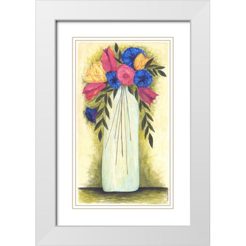 Abstract Flowers II White Modern Wood Framed Art Print with Double Matting by Shamp, Cindy