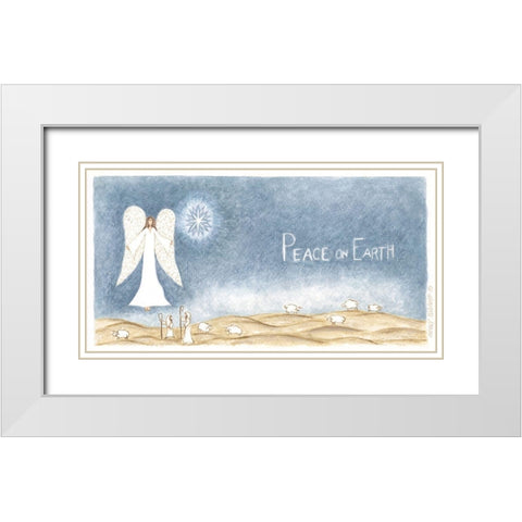 Peace on Earth Angel White Modern Wood Framed Art Print with Double Matting by Shamp, Cindy