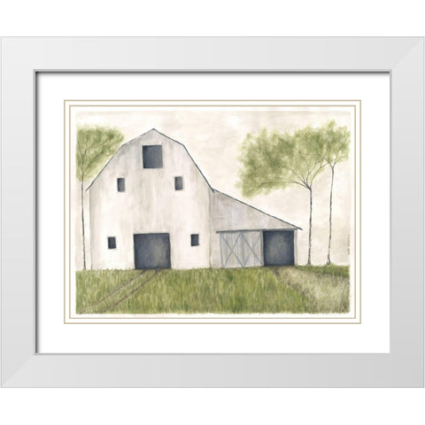 White Barn II White Modern Wood Framed Art Print with Double Matting by Shamp, Cindy