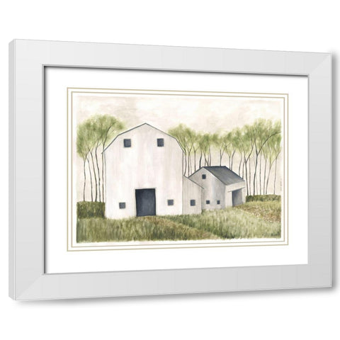 White Barn III White Modern Wood Framed Art Print with Double Matting by Shamp, Cindy