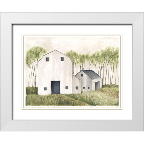 White Barn III White Modern Wood Framed Art Print with Double Matting by Shamp, Cindy