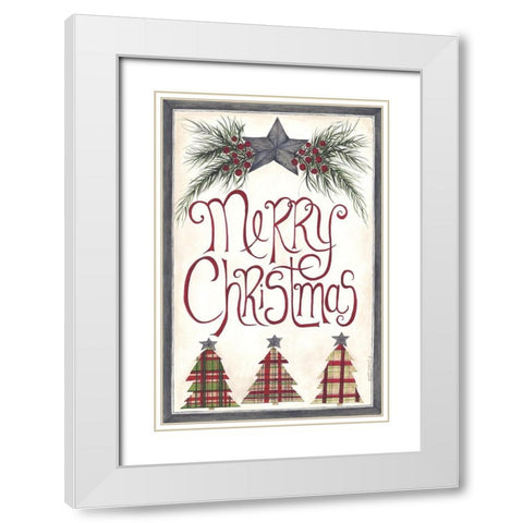 Merry Christmas White Modern Wood Framed Art Print with Double Matting by Shamp, Cindy