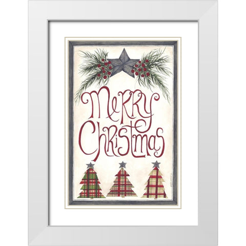 Merry Christmas White Modern Wood Framed Art Print with Double Matting by Shamp, Cindy