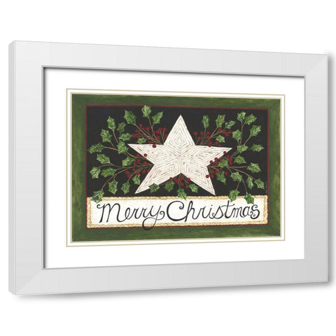 Merry Christmas Star White Modern Wood Framed Art Print with Double Matting by Shamp, Cindy