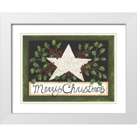 Merry Christmas Star White Modern Wood Framed Art Print with Double Matting by Shamp, Cindy
