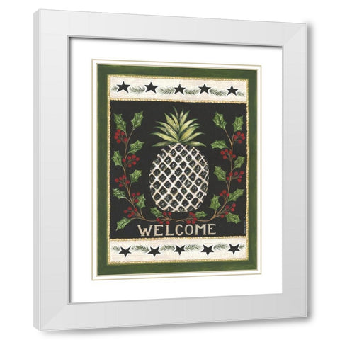 Welcome Pineapple White Modern Wood Framed Art Print with Double Matting by Shamp, Cindy