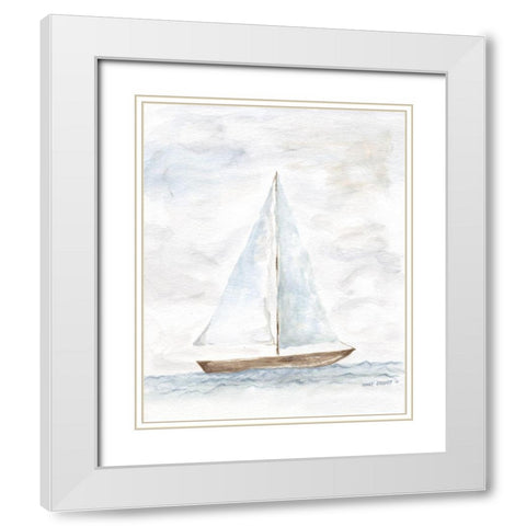Nantucket Ship I White Modern Wood Framed Art Print with Double Matting by Shamp, Cindy