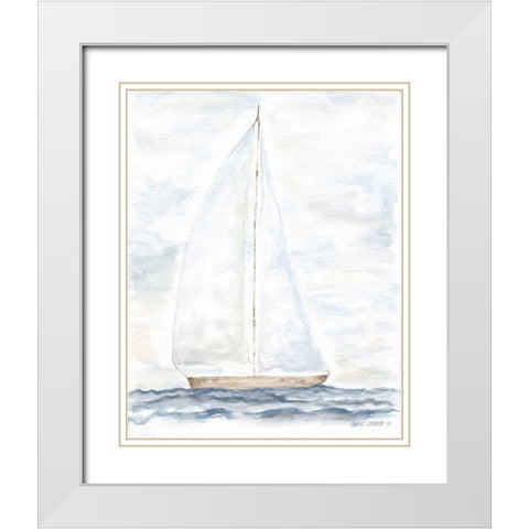 Nantucket Ship II White Modern Wood Framed Art Print with Double Matting by Shamp, Cindy