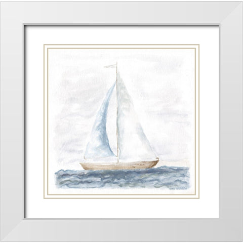 Nantucket Ship III White Modern Wood Framed Art Print with Double Matting by Shamp, Cindy