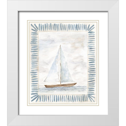 Sailboat White Modern Wood Framed Art Print with Double Matting by Shamp, Cindy