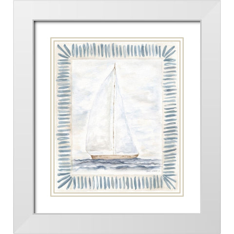 Sailboat II White Modern Wood Framed Art Print with Double Matting by Shamp, Cindy