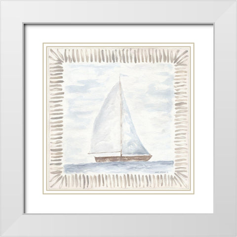 Sailboat IV White Modern Wood Framed Art Print with Double Matting by Shamp, Cindy