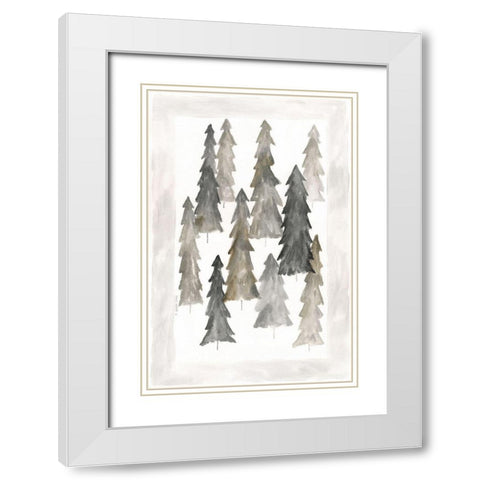 Winter Trees I White Modern Wood Framed Art Print with Double Matting by Shamp, Cindy