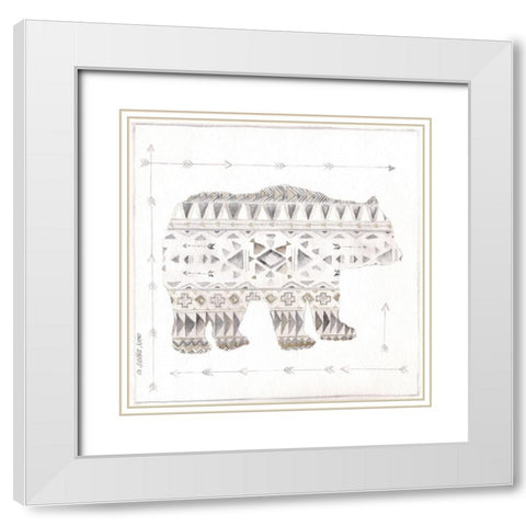 Patterned Bear White Modern Wood Framed Art Print with Double Matting by Shamp, Cindy