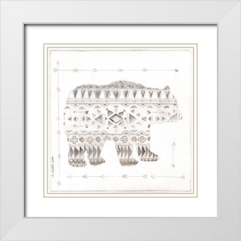 Patterned Bear White Modern Wood Framed Art Print with Double Matting by Shamp, Cindy