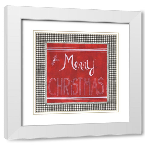 Merry Christmas White Modern Wood Framed Art Print with Double Matting by Shamp, Cindy
