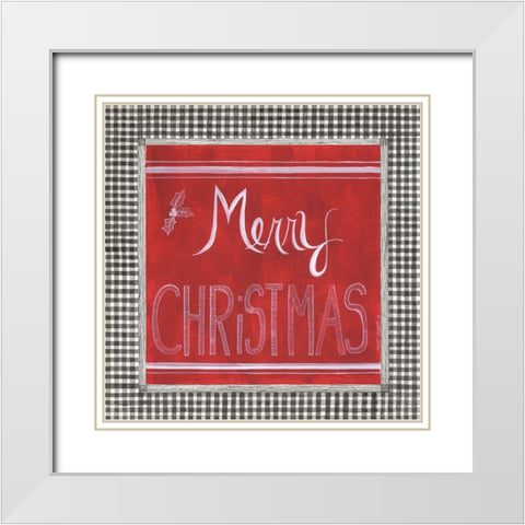 Merry Christmas White Modern Wood Framed Art Print with Double Matting by Shamp, Cindy