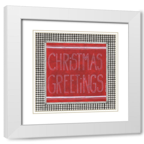 Christmas Greetings White Modern Wood Framed Art Print with Double Matting by Shamp, Cindy