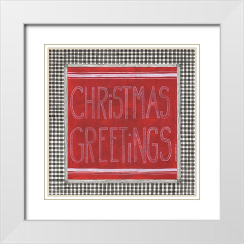 Christmas Greetings White Modern Wood Framed Art Print with Double Matting by Shamp, Cindy