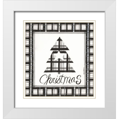 Christmas Tree White Modern Wood Framed Art Print with Double Matting by Shamp, Cindy