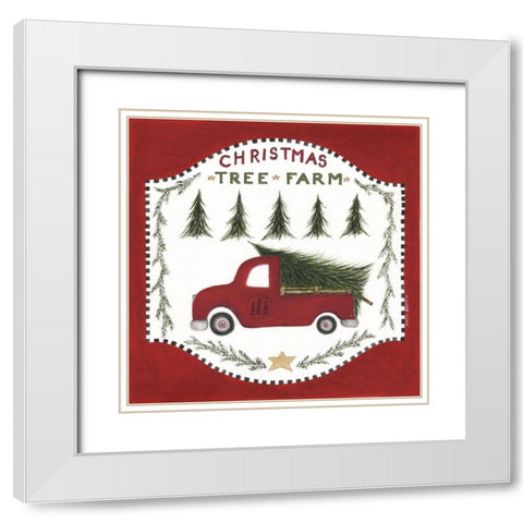 Christmas Tree Farm White Modern Wood Framed Art Print with Double Matting by Shamp, Cindy