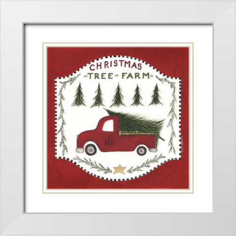 Christmas Tree Farm White Modern Wood Framed Art Print with Double Matting by Shamp, Cindy