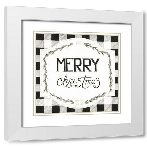 Merry Christmas White Modern Wood Framed Art Print with Double Matting by Shamp, Cindy