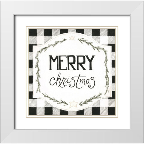 Merry Christmas White Modern Wood Framed Art Print with Double Matting by Shamp, Cindy