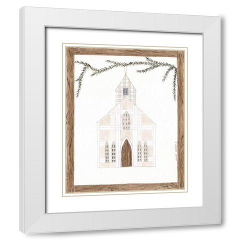 White Church White Modern Wood Framed Art Print with Double Matting by Shamp, Cindy