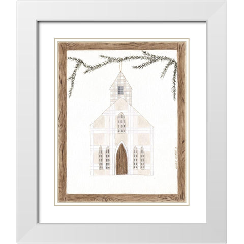 White Church White Modern Wood Framed Art Print with Double Matting by Shamp, Cindy