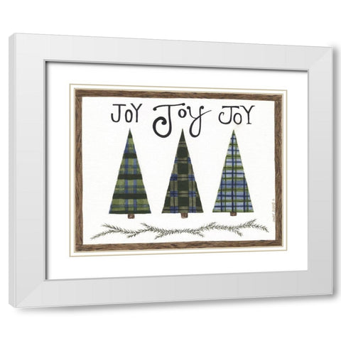 Joy Joy Joy White Modern Wood Framed Art Print with Double Matting by Shamp, Cindy